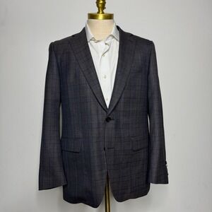 Custom Tailored Blazer Mens Check Plaid Two Button Sport Coat Jacket 42R‎